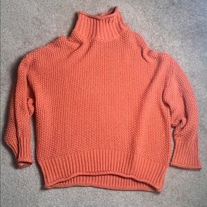 Zele Bold Orange Cowl Neck Sweater